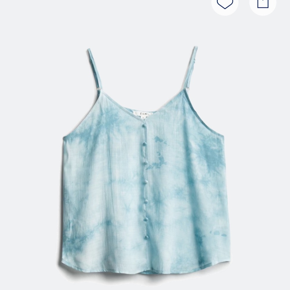 Blue Sleeveless Button-Down Top